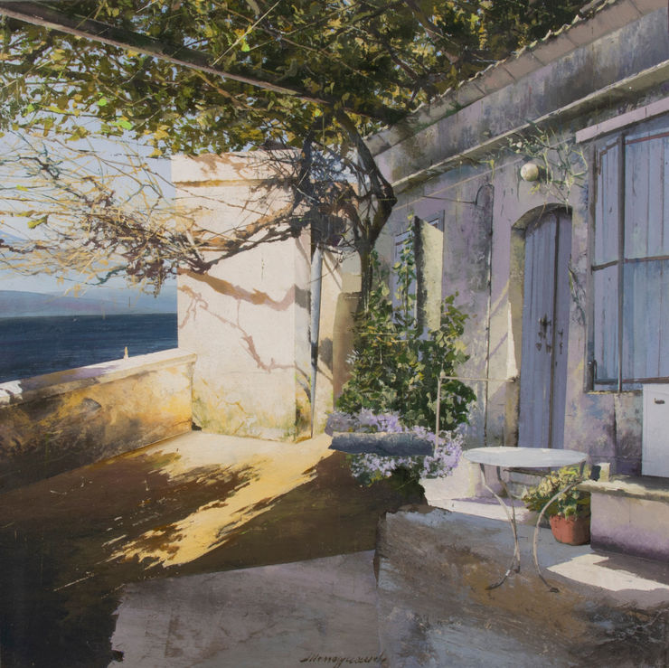 Luci della Grecia VII, 2022 Oil and mixed media on board 40 x 40 cm 15.8 x 15.8 in
