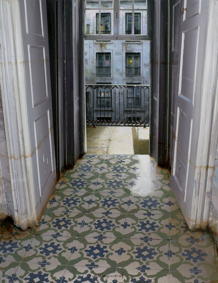 Sera in città, 2019 Oil and mixed media on board 40 x 30 cm 15.8 x 11.8 in