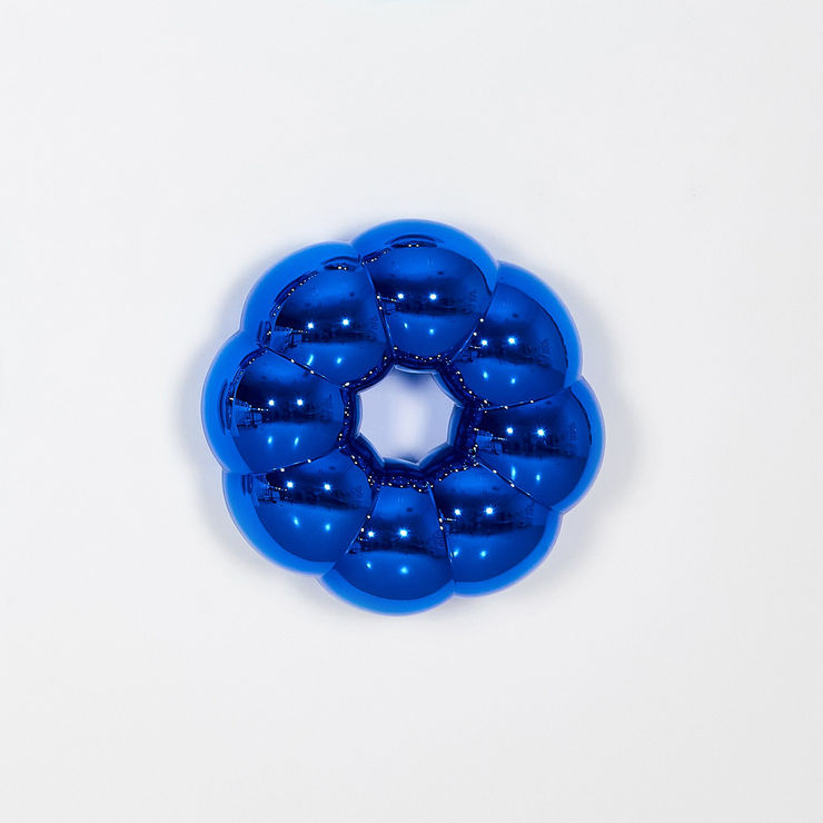Jae Yong Kim c3. Donut Blues (CB008), 2022 F.R.P, Chrome plating, Crystals about 35 x 35 x 13 cm (13.7 x 13.7 x 5 in)