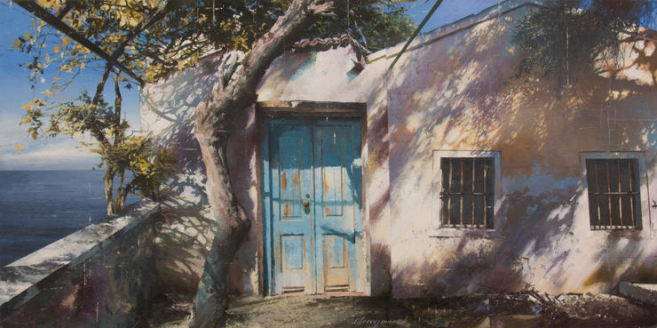 Luci della Grecia VI, 2022 Oil and mixed media on board 30 x 60 cm 11.8 x 23.6 in