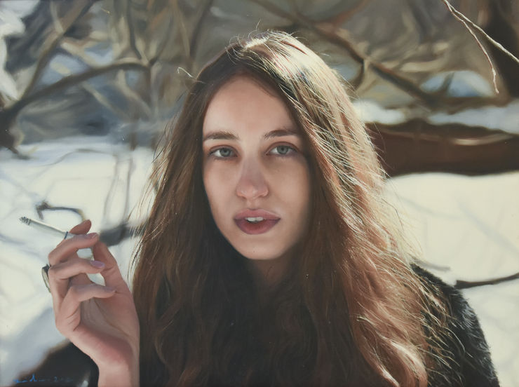 Yigal Ozeri Untitled; Lizzy, 2016 Oil on canvas 30.5 x 40.6 cm 12 x 16 in