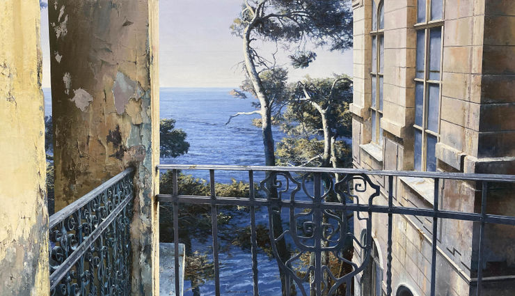 Matteo Massagrande Adriatico, 2020 Oil and mixed media on board 100 x 175 cm 39.4 x 68.9 in