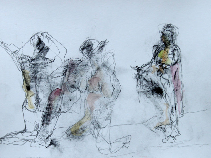 Offering, 2024 Graphite, Charcoal, Ink, Gouache & Watercolour on Paper 23 x 30.5 cm 9 x 12 in