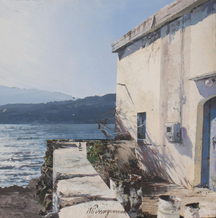 Luci della Grecia XX, 2022 Oil and mixed media on board 20 x 20 cm 7.9 x 7.9 in