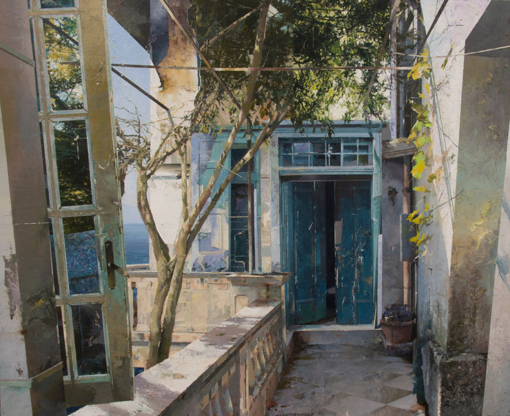Luci della Grecia II, 2022 Oil and mixed media on board 50 x 60 cm 19.7 x 23.6 in