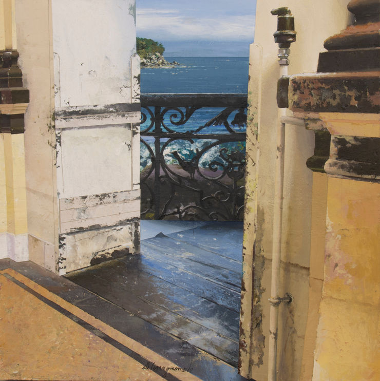 Luci della Grecia XI, 2022 Oil and mixed media on board 40 x 40 cm 15.8 x 15.8 in