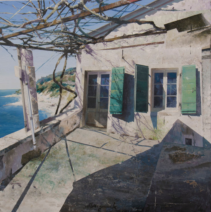 Luci della Grecia IX, 2022 Oil and mixed media on board 30 x 30 cm 11.8 x 11.8 in