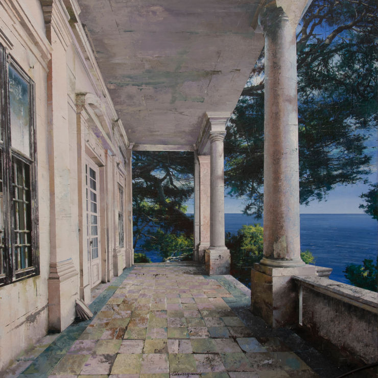 Luci della Grecia XV, 2022 Oil and mixed media on board 60 x 60 cm 23.6 x 23.6 in