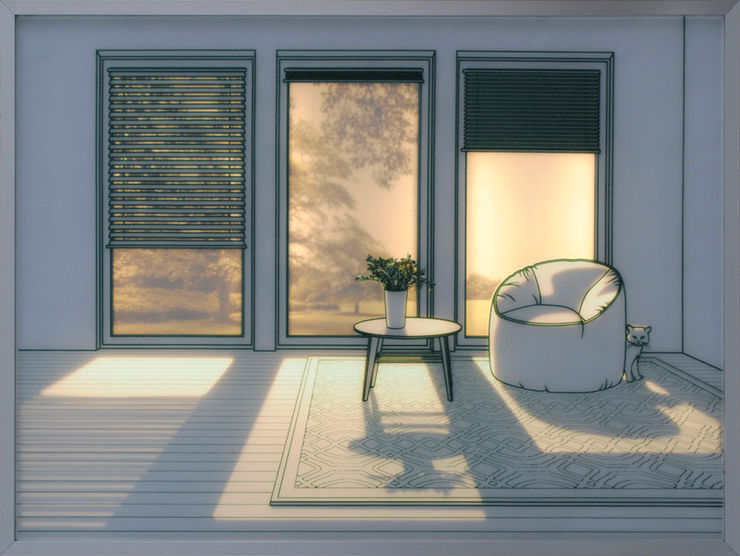 Hwang Seontae The Sunshine Room XIV, 2018 Tempered Glass, Sandblast & LED Backlit 51 x 68 x 4 cm 20 x 26.5 x 1.5 in