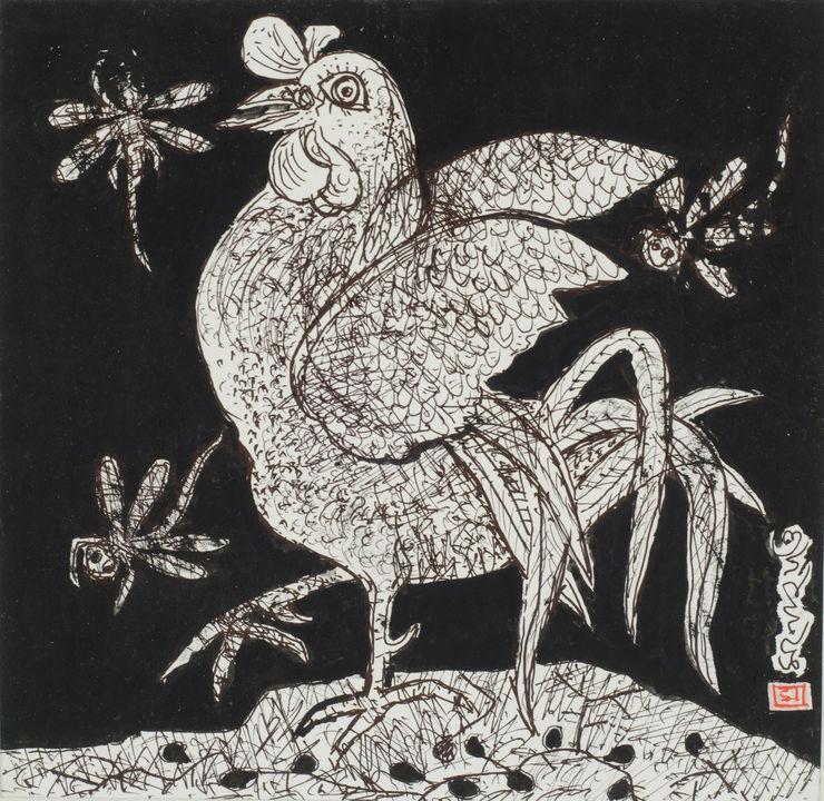 Manoj Dutta Black & White Series , 2019 Ink Wash on Paper 10" x 10"