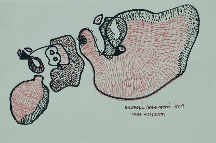 Deveshi Goswami Untitled, 2019 Pen on Paper 3.8" x 6"