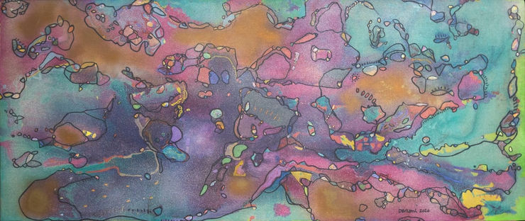 Deveshi Goswami Expanding Horizons, 2020 Mixed Media on Canvas 36" X 84"