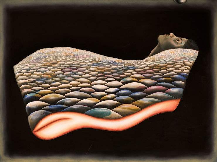 Vasundhara Tewari Broota Lana's dark paradise Oil on Canvas 36 x 48 in. 91.4 x 121.9 cm