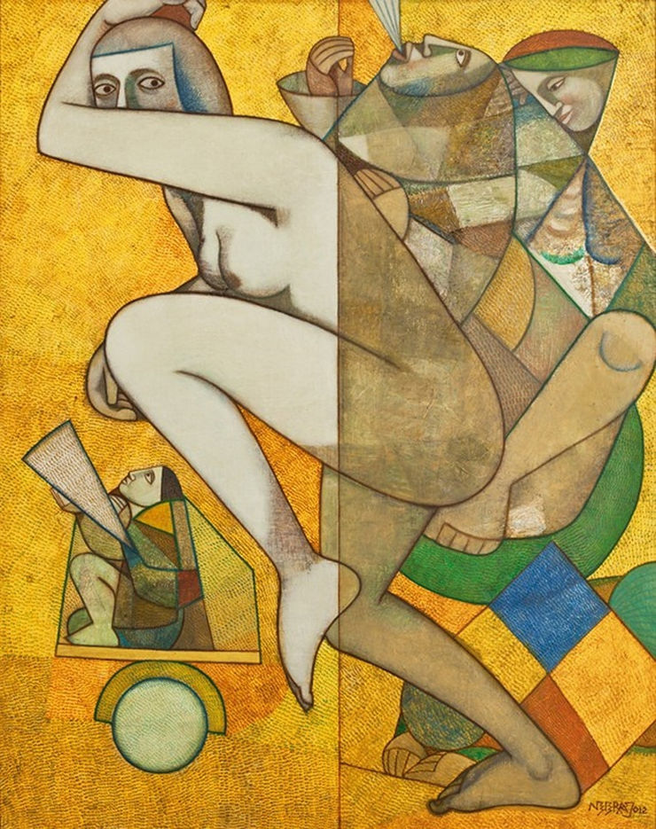 Neeraj Goswami Running Woman, 2012 Gold Leaf and Oil on Canvas 30" x 24"