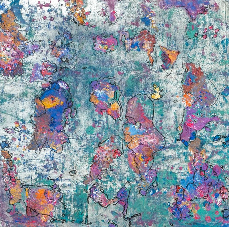 Deveshi Goswami Life in Space, 2021 Mixed Media on Canvas 18.5" x 18.5"