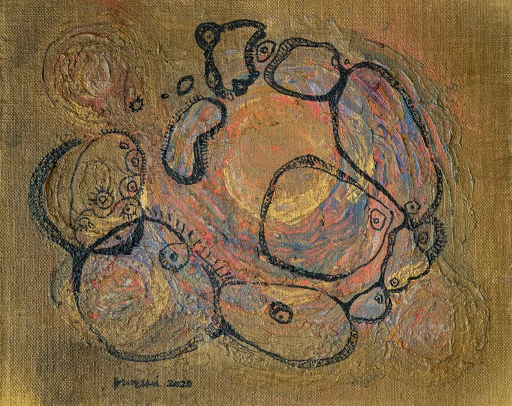 Deveshi Goswami Around the Orb, 2020 Mixed Media on Canvas Board 10" x 8"