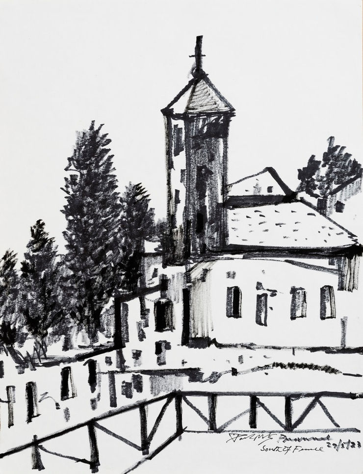 Paresh Maity South Of France - 1, 2023 Ink on Paper 14 x 11 in. 35.6 x 27.9 cm