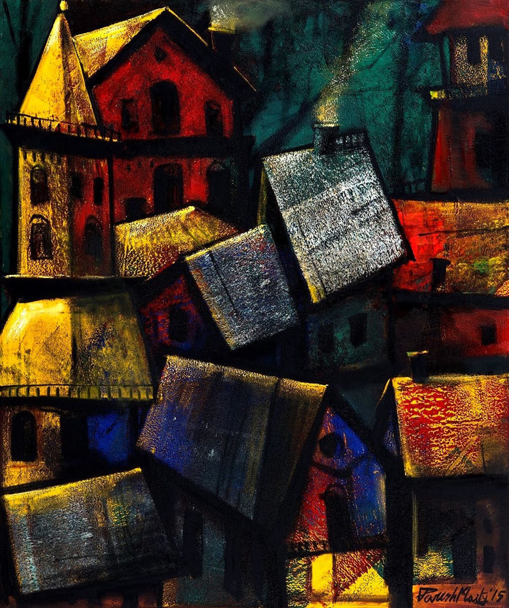 Paresh Maity The Summer Hill, 2015 Oil on Canvas 48" x 40"