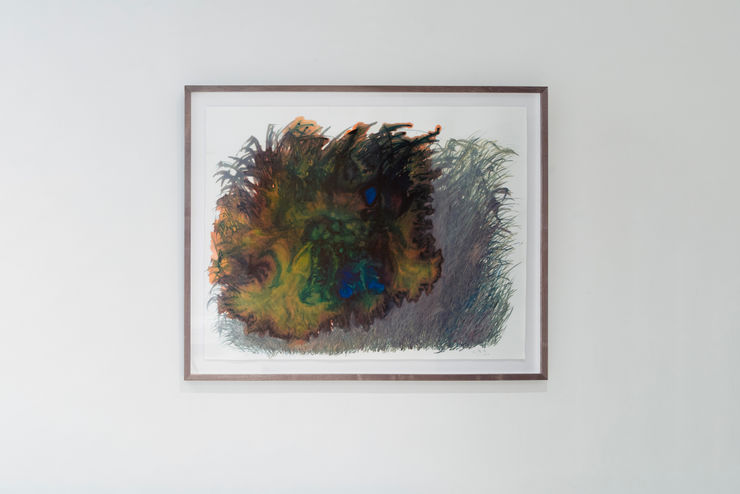 Sophie Hing Yee Cheung CMYK Painting: While Stump and Grass Melt into the Dark, 2024 Inkjet printer ink on paper 84.1 x 106.8 cm 97.8 x 120.3 cm framed