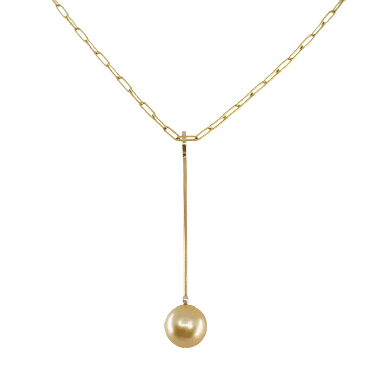 Long Golden South Sea Pearl Charm