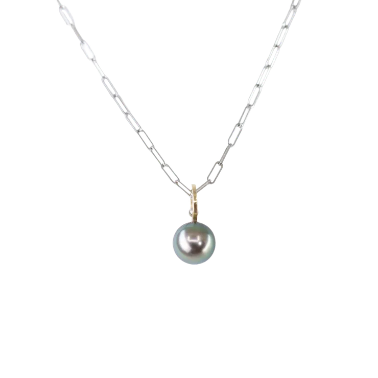 Short Dark Peacock Tahitian Pearl Charm