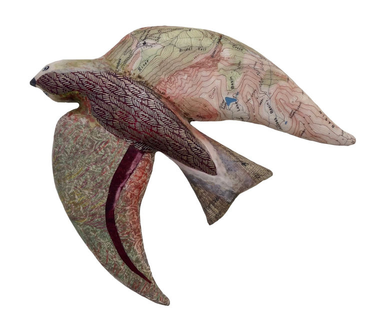 Clay and mixed media bird by Slate Gray Gallery artist Julie McNair