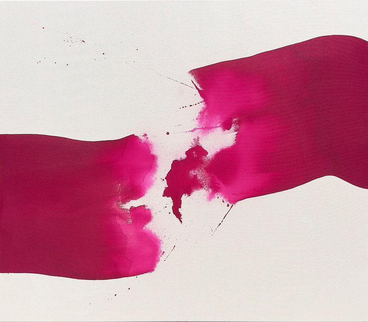 Andrew Faris abstract watercolor painting in magenta