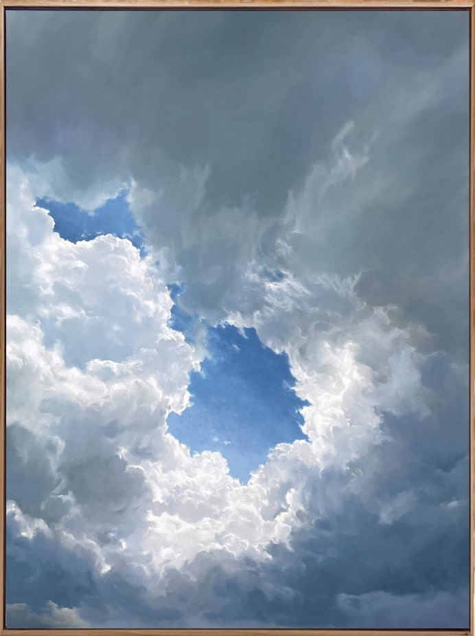 Rachel English Cloudscape 124, 2024 Oil on linen, framed in natural wood frame 40 x 30 in 101.6 x 76.2 cm