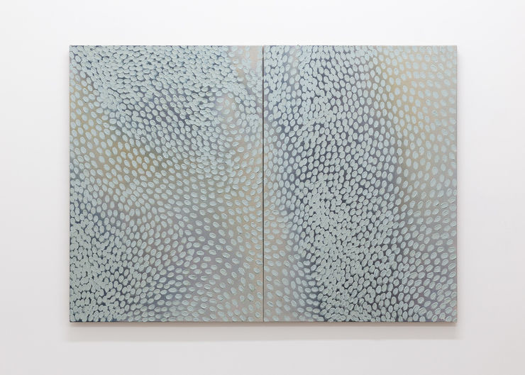 Raukura Turei Te poho o Hina-uri, 2019 aumoana (blue clay), raw pigment, acrylic and oil on linen 101.5 x 71 cm