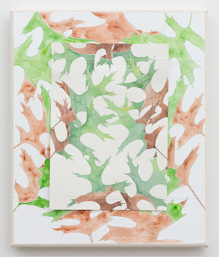 Zina Swanson Oak (Any plant thought of too much will not thrive), 2020 watercolour and acrylic on paper, canvas and cotton thread 30 x 25 cm