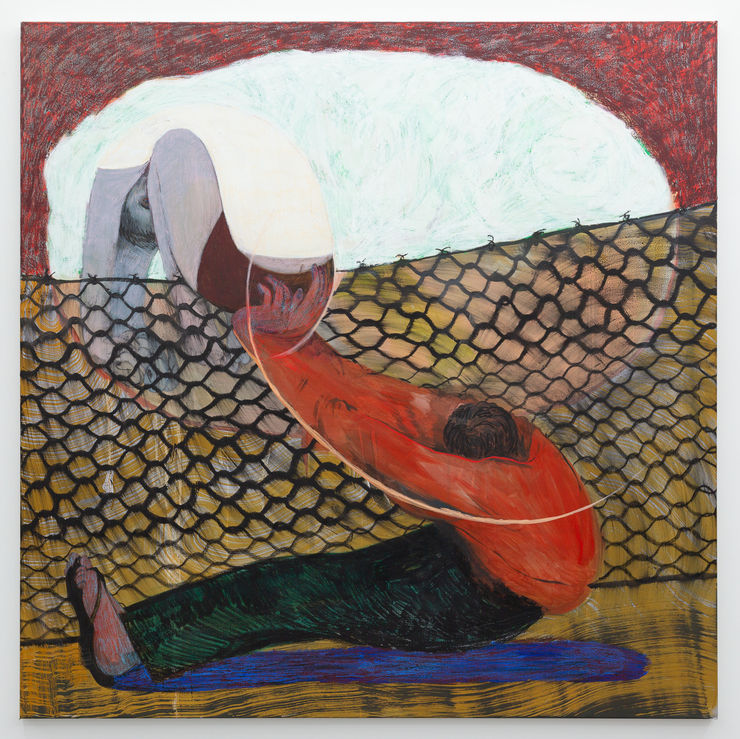 Henry Curchod It's always in the last place you look, 2021 oil, acrylic and oil stick on canvas 152 x 152 cm 60 x 60 in