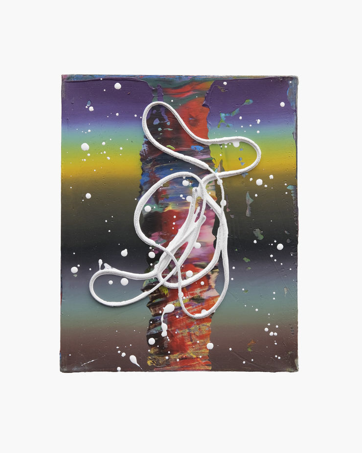 WOLF + ORNAUER o.T. (OW31), 2025 Fallschirmleinen, Epoxyharz und Acryl auf Leinwand 50 x 40 cm