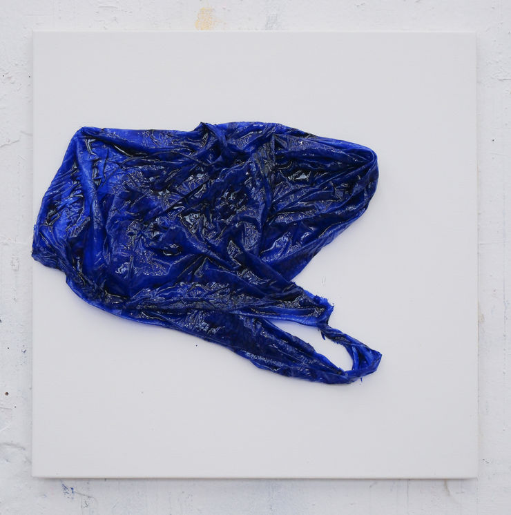 Clemens Wolf Parachute Painting, 2026 Fallschirm, Epoxyharz auf Leinwand 70 x 70 cm