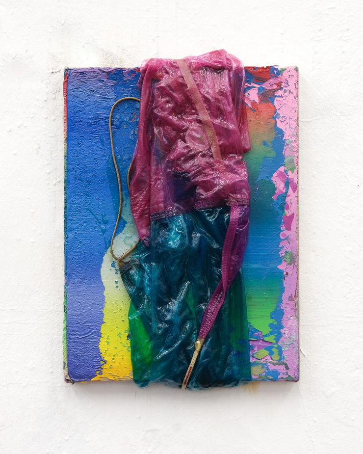 WOLF + ORNAUER o.T. (OW37), 2025 Fallschirm, Epoxyharz und Öl auf Leinwand 40 x 30 cm