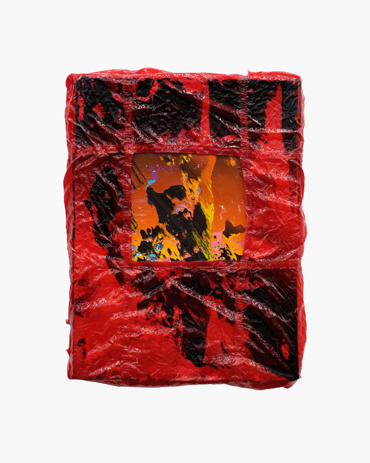 WOLF + ORNAUER o.T. (OW27), 2025 Fallschirm, Epoxyharz und Öl auf Leinwand 40 x 30 cm