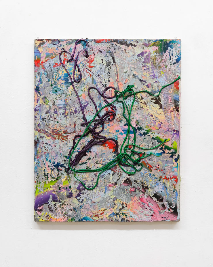 WOLF + ORNAUER o.T. (OW20), 2025 Fallschirmleinen, Epoxyharz und Öl auf Leinwand 100 x 80 cm