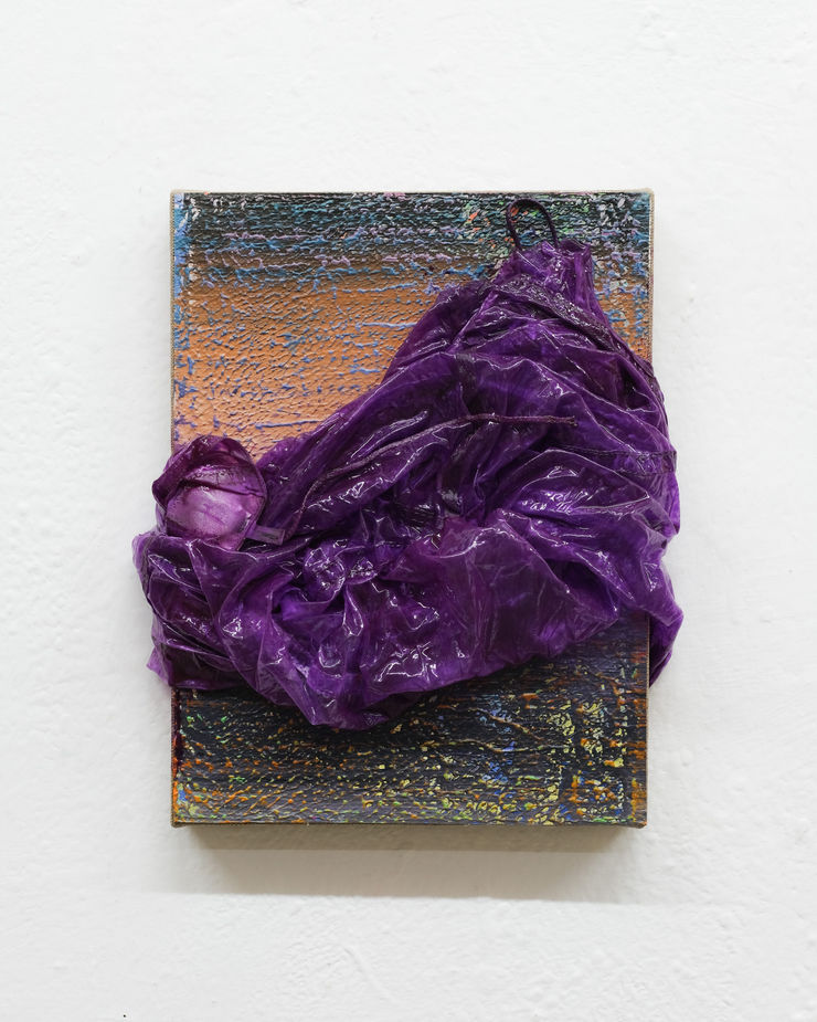 WOLF + ORNAUER o.T. (OW2), 2025 Fallschirm, Epoxyharz und Acryl auf Leinwand 40 x 30 cm