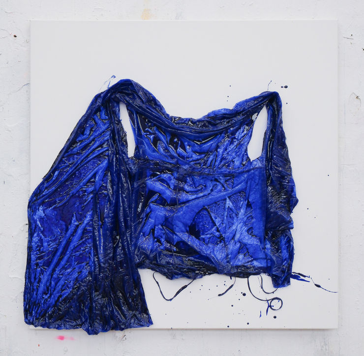 Clemens Wolf Parachute Painting, 2026 Fallschirm, Epoxyharz auf Leinwand 100 x 100 cm