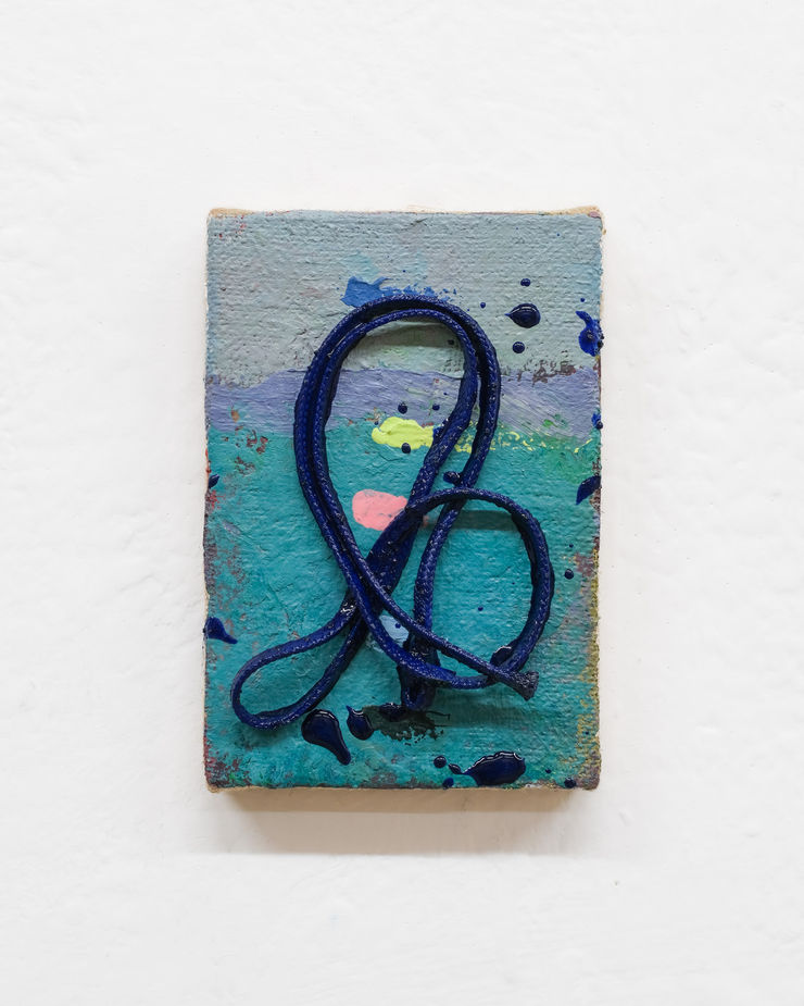 WOLF + ORNAUER o.T. (OW10), 2025 Fallschirmleinen, Epoxyharz und Öl auf Leinwand 18 x 13 cm