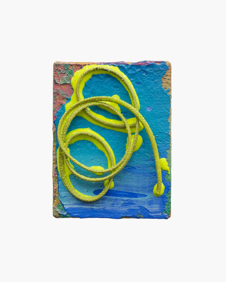 WOLF + ORNAUER o.T. (OW25), 2025 Fallschirmleinen, Epoxyharz und Öl auf Leinwand 16 x 12 cm