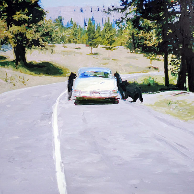 Don't Feed the Bears, 2023 Acrylic on aluminum dibond panel 40 x 40 inches Framed dimensions 41 1/4 x 41 1/4 inches