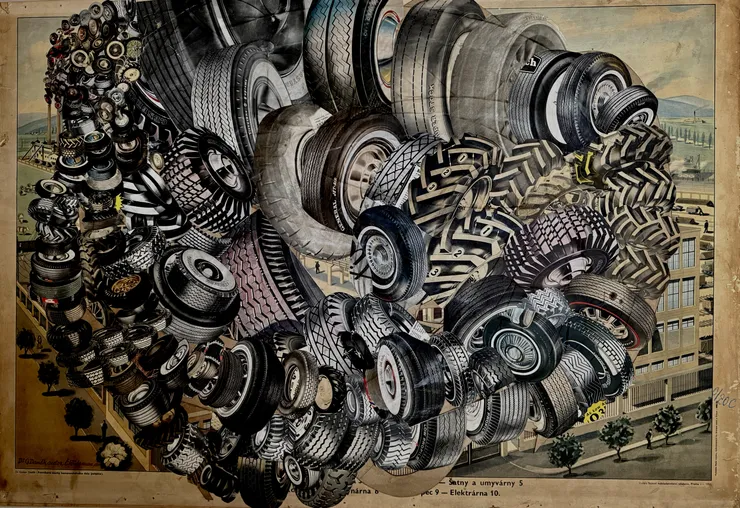 Black Cloud, 2026 Collage on board 27 1/2 x 39 inches Framed dimensions 36 1/2 x 47 3/4 inches