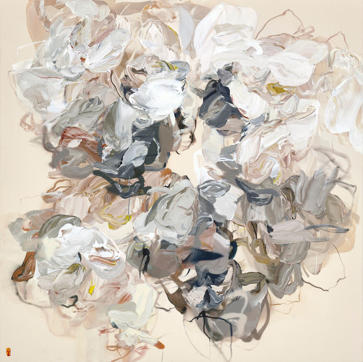 This is not the end it is the beginning #1, 2021 Mixed media on canvas 66 x 66 inches