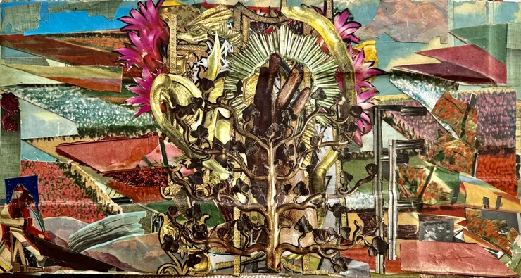 Saint, 2025 Collage on board 9 1/2 x 18 inches Framed dimensions 18 1/2 x 27 inches