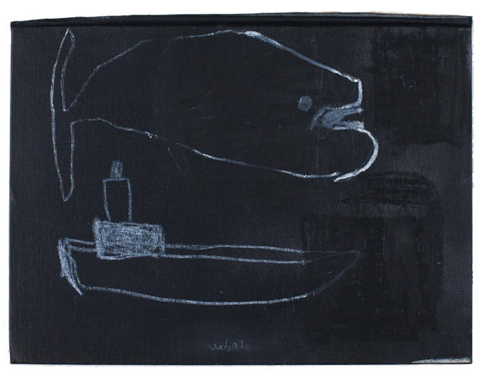 in the night sky, they floated, 2013 Resin stick, charcoal on book cover 6 5/8 x 8 3/4 in.