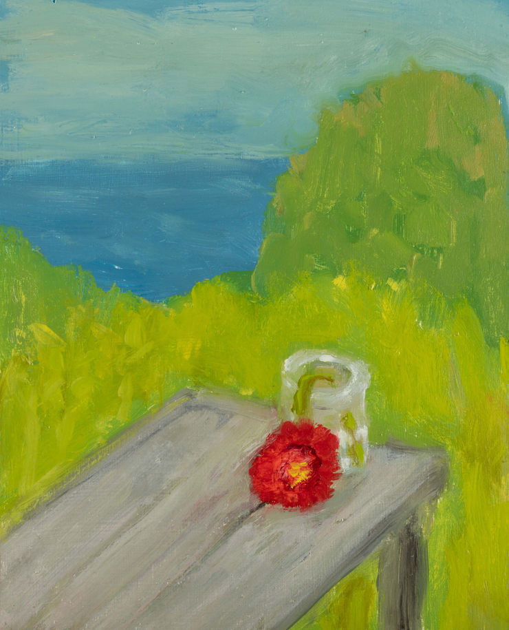Kathryn Lynch, Red Flower on Picnic Table, 2021