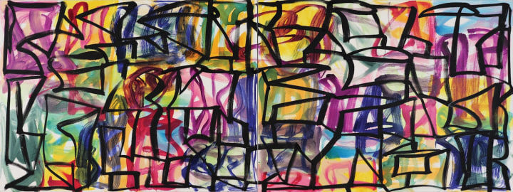 Garden in Cassis, 2019 Oil on canvas 30 x 80 in [diptych]