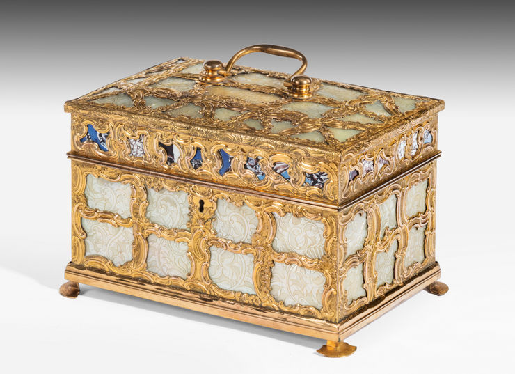 George III ‘Aventurine’ and Mother of Pearl Ormolu Tea Caddy Attributed to James Cox