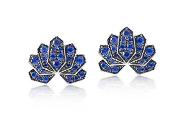Ananya, Lotus Stud Earring Pair, Blue