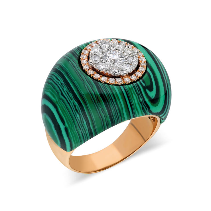 Terzihan, Neutra: Neutra Dome Ring w/Malachite